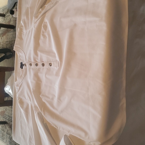Talbots Event White Silver Embellished Decorative Buttons Pullover Sz XL Blouse - Picture 10 of 15